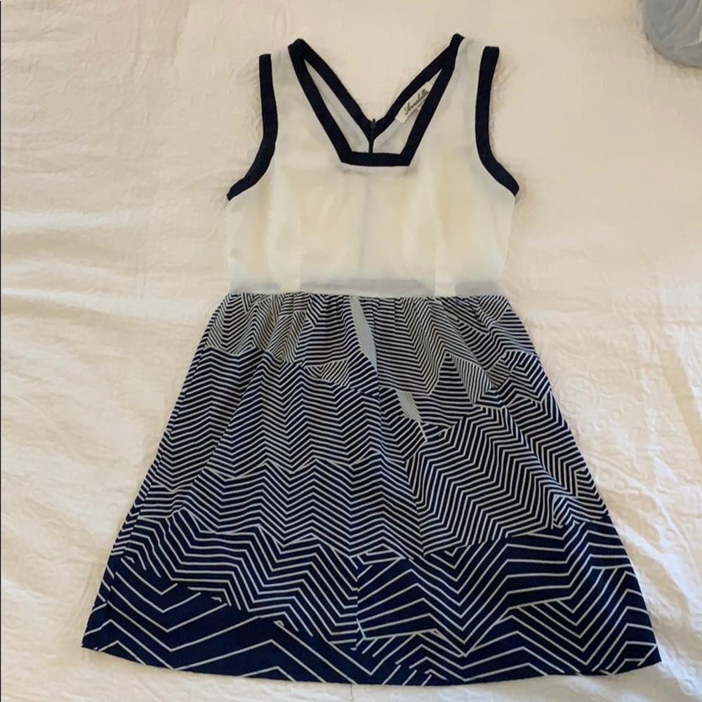 Navy blue and white dress